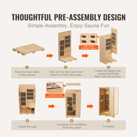 Far Infrared Wooden Sauna Room Home Sauna Spa for 1 Person1140W
