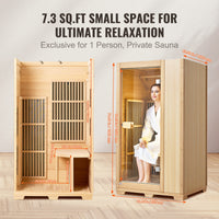 Far Infrared Wooden Sauna Room Home Sauna Spa for 1 Person1140W