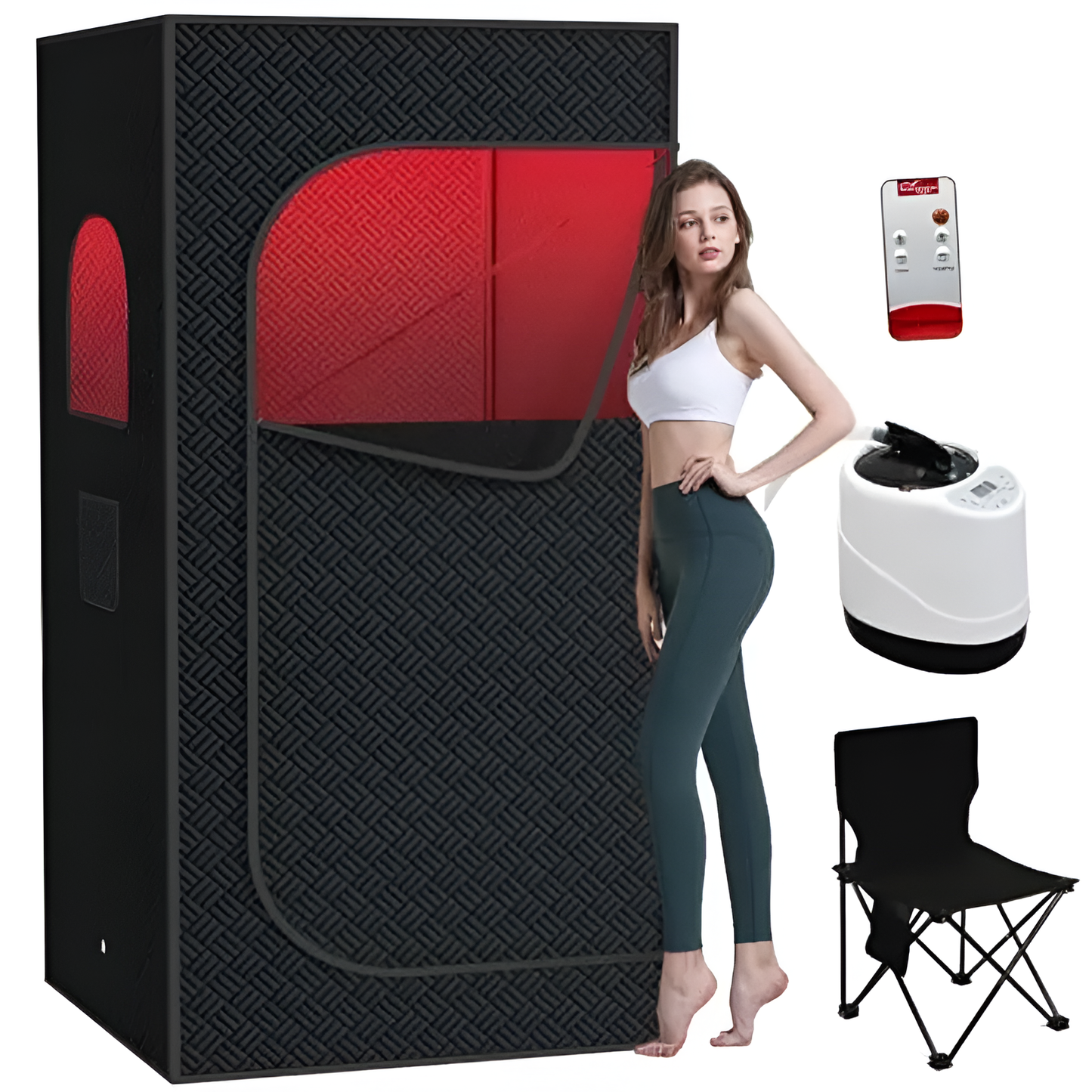 Infrared Red Light Sauna with Foldable Chair - 9-Level Heating & Remote for Indoor/Outdoor Spa Use