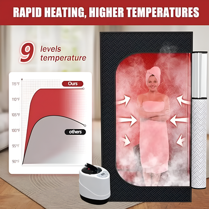 Infrared Red Light Sauna with Foldable Chair - 9-Level Heating & Remote for Indoor/Outdoor Spa Use