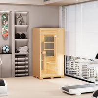 Far Infrared Wooden Sauna Room Home Sauna Spa for 1 Person1140W