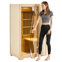 Far Infrared Wooden Sauna Room Home Sauna Spa for 1 Person1140W
