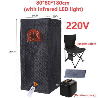 110V 220V Home Full Body Sauna Box Foldable Portable Sweat Room Remote Control Sauna Tent Fast Heating Infrared LED Light