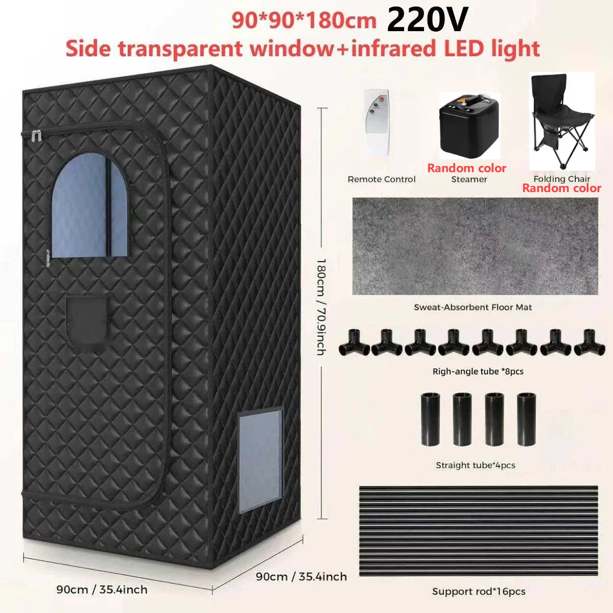 110V 220V Home Full Body Sauna Box Foldable Portable Sweat Room Remote Control Sauna Tent Fast Heating Infrared LED Light