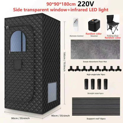 110V 220V Home Full Body Sauna Box Foldable Portable Sweat Room Remote Control Sauna Tent Fast Heating Infrared LED Light