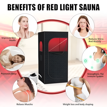 Infrared Red Light Sauna with Foldable Chair - 9-Level Heating & Remote for Indoor/Outdoor Spa Use