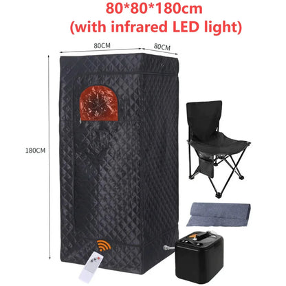 110V 220V Home Full Body Sauna Box Foldable Portable Sweat Room Remote Control Sauna Tent Fast Heating Infrared LED Light