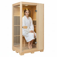 Far Infrared Wooden Sauna Room Home Sauna Spa for 1 Person1140W